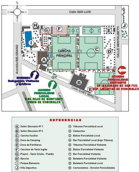 Los accesos al estadio para cada parcialidad (Prensa Unión).