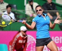 Paula Ormaechea, en su partido de hoy por la mañana (Foto: Telam).