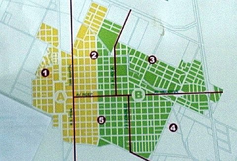 El plano marca los diferentes sectores de recolección. Referencias al pie. El plano marca los diferentes sectores de recolección. Referencias al pie.