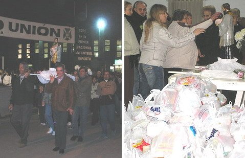 Los fieles acompañaron al santo en la peregrinación. Durante el día se recibieron alimentos no perecederos para los más necesitados.