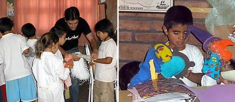 Una de las actividades el primer grado, títeres para todos.