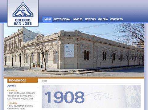 Impresión de portada de la página institucional.