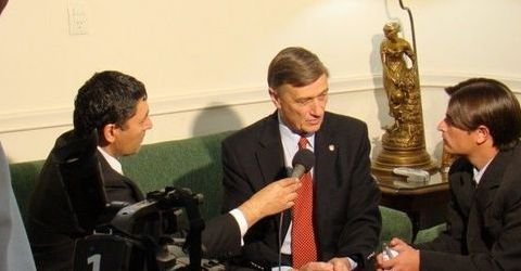 Binner, en la charla con el programa local.