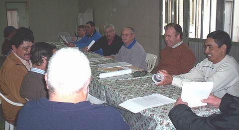 Los responsables del Soem, durante la reunión de creación de la Caja (Foto: Prensa Soem).