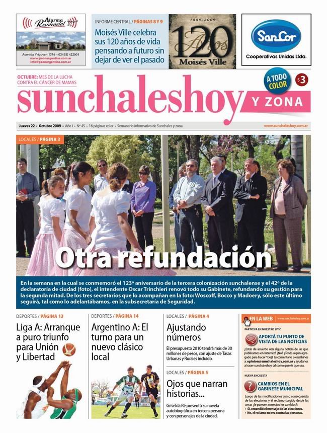 Edición número 45 de sunchaleshoy y zona.