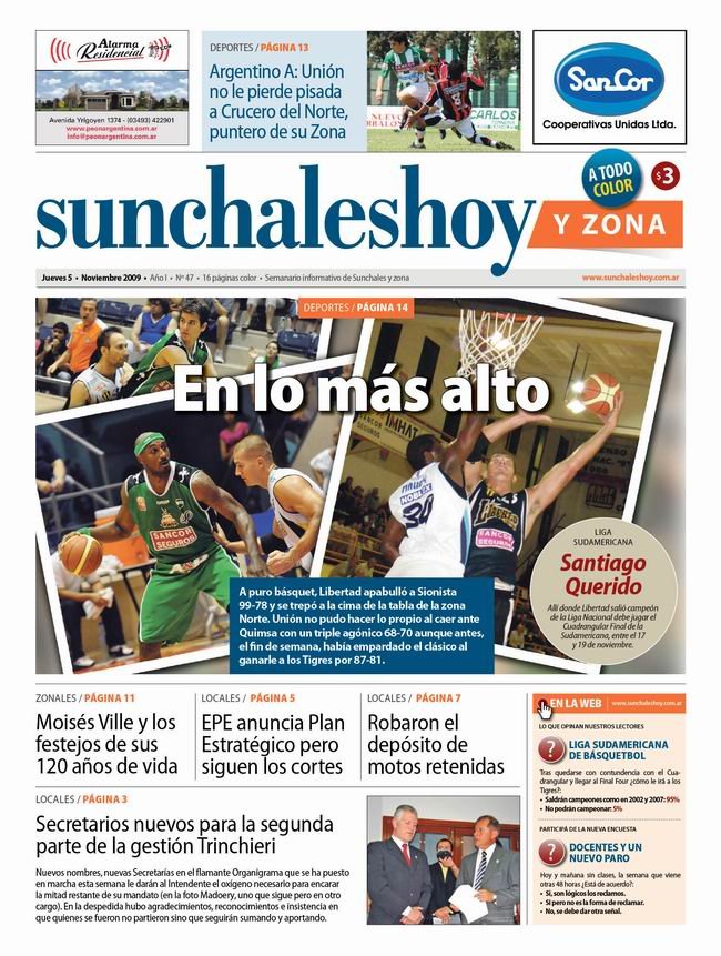 Esta tarde, una nueva edición de sunchaleshoy papel.