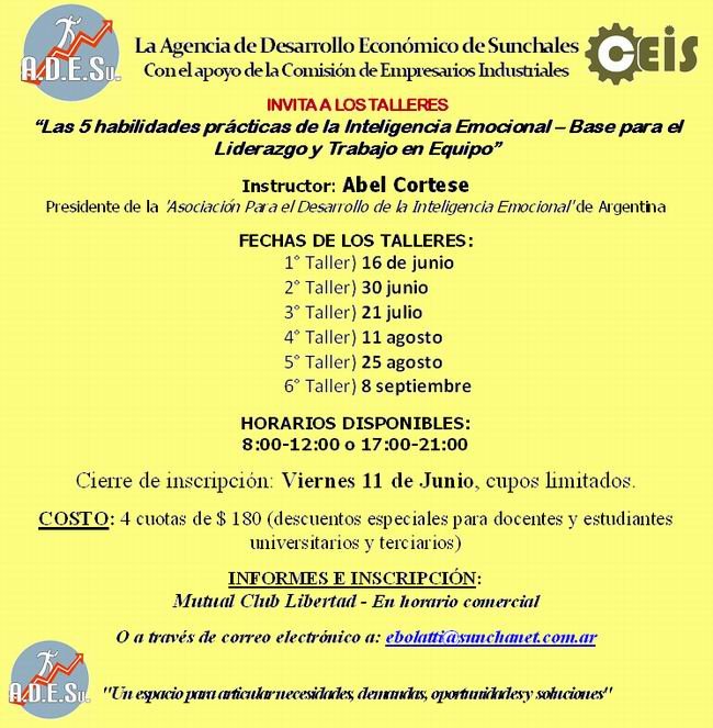 Los talleres acercados por la Adesu. Los talleres acercados por la Adesu.