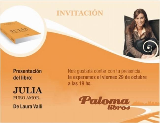 La promoción de Laura Valli, que presentará su libro el viernes.