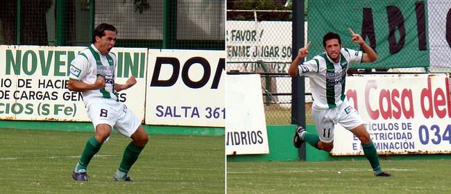 Vega y Gottardi, celebrando sus conquistas de ayer, las dos primeras de Unión.