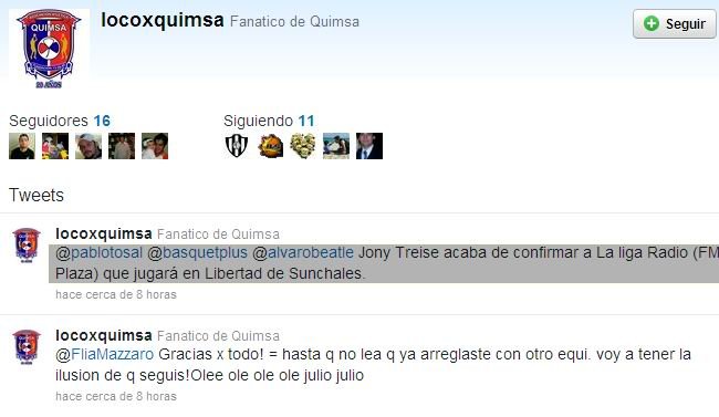 La publicación relacionada con el arribo de Treise.