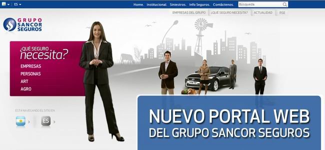 Así luce el nuevo sitio web del Grupo Sancor Seguros.