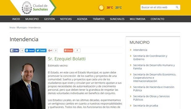 La web oficial como se encontraba aún en la mañana de hoy.