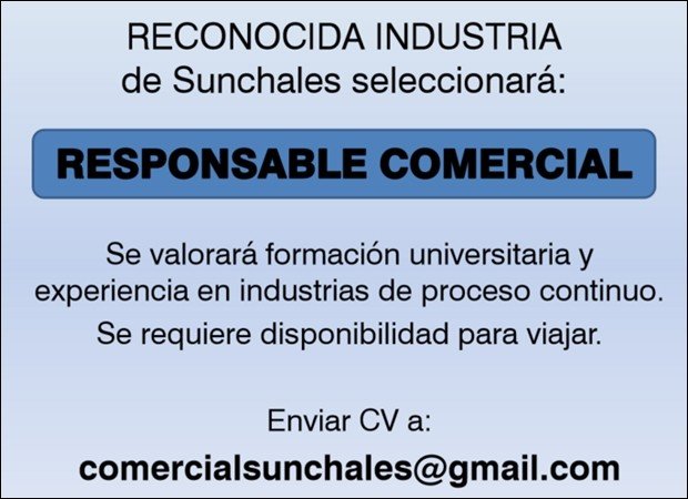 Clasificado Responsable Comercial