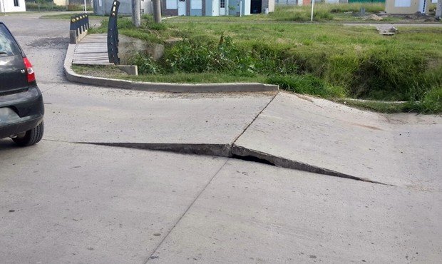 Así lucía el pavimento en calle San Juan, ayer por la tarde (Prensa Municipalidad).