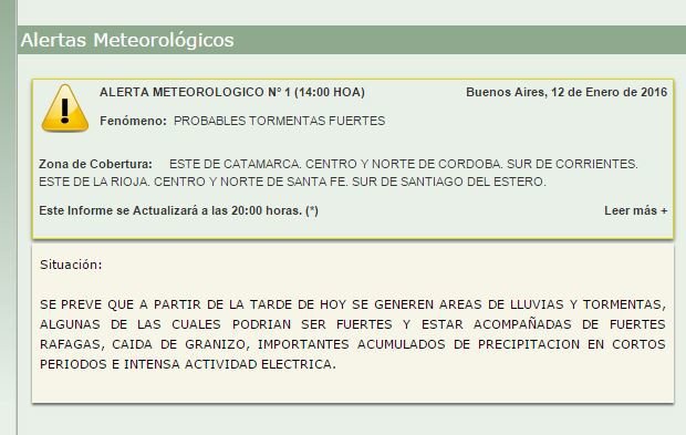 Alerta Meteorologica 120116