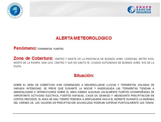 Alerta SMN Sunchales 260216