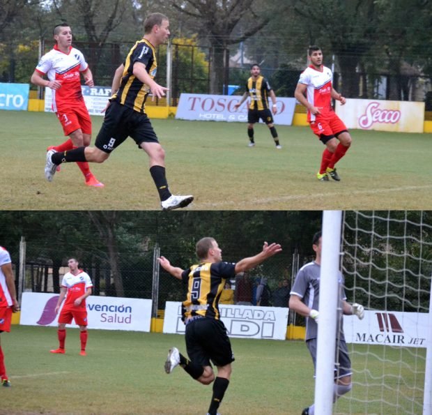 Zbrun ya sacó el centro goleador e inicia la carrera del festejo del 1-0.