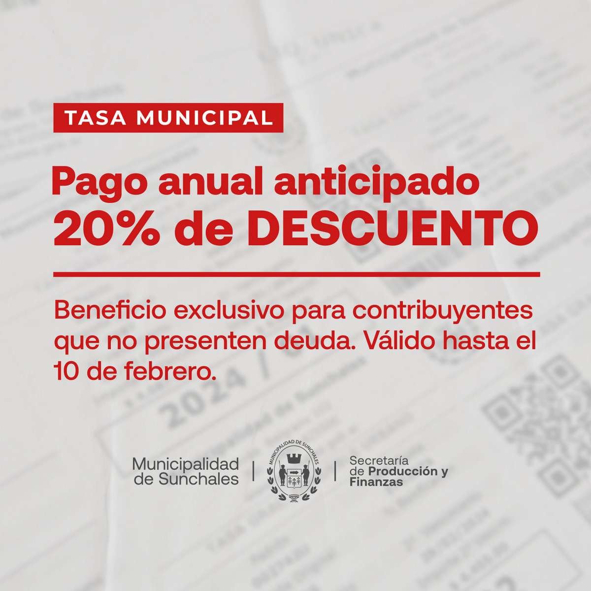 Tasa Municipal: Ofrecen descuentos por pago de contado - SunchalesHoy